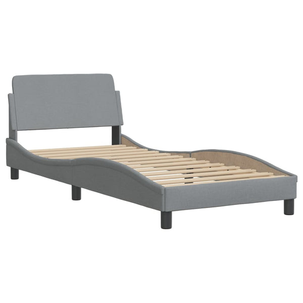 vidaXL Bed with Mattress "Hvar" Light Gray 90x200 cm Fabric