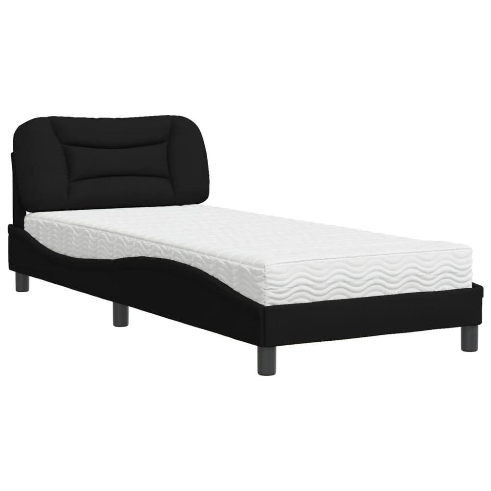 vidaXL Bed with Mattress "Hvar" Black 90x200 cm Fabric