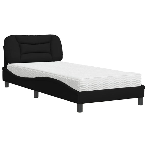 vidaXL Bed with Mattress "Hvar" Black 90x200 cm Fabric