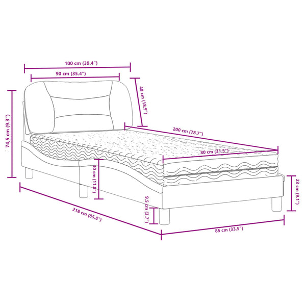 vidaXL Bed with mattress "Hvar" Dark Brown 90x200 cm Fabric