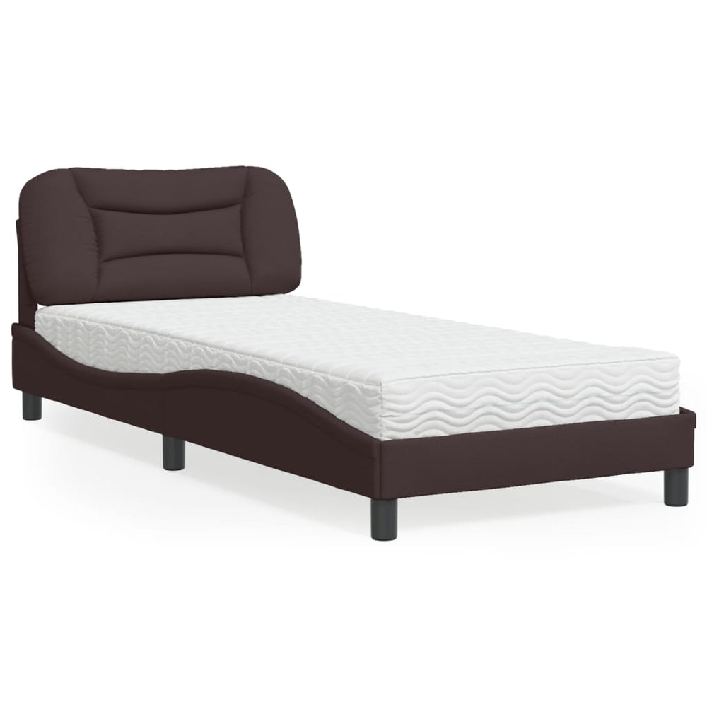 vidaXL Bed with mattress "Hvar" Dark Brown 90x200 cm Fabric