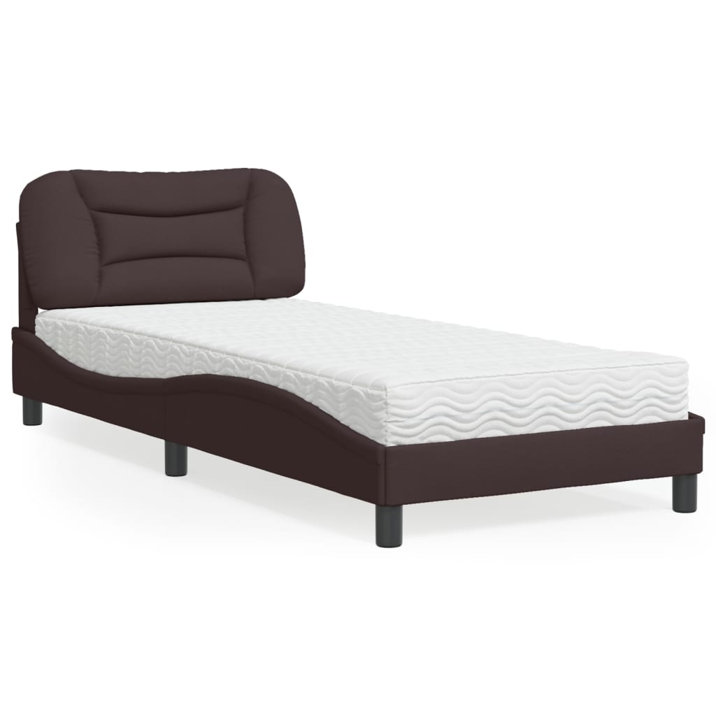 vidaXL Bed with mattress "Hvar" Dark Brown 90x200 cm Fabric