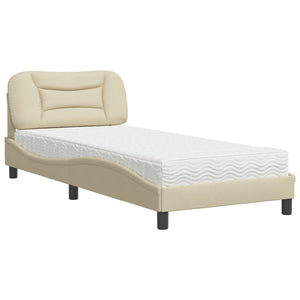 vidaXL Bed with Mattress "Hvar" Cream 90x200 cm Fabric