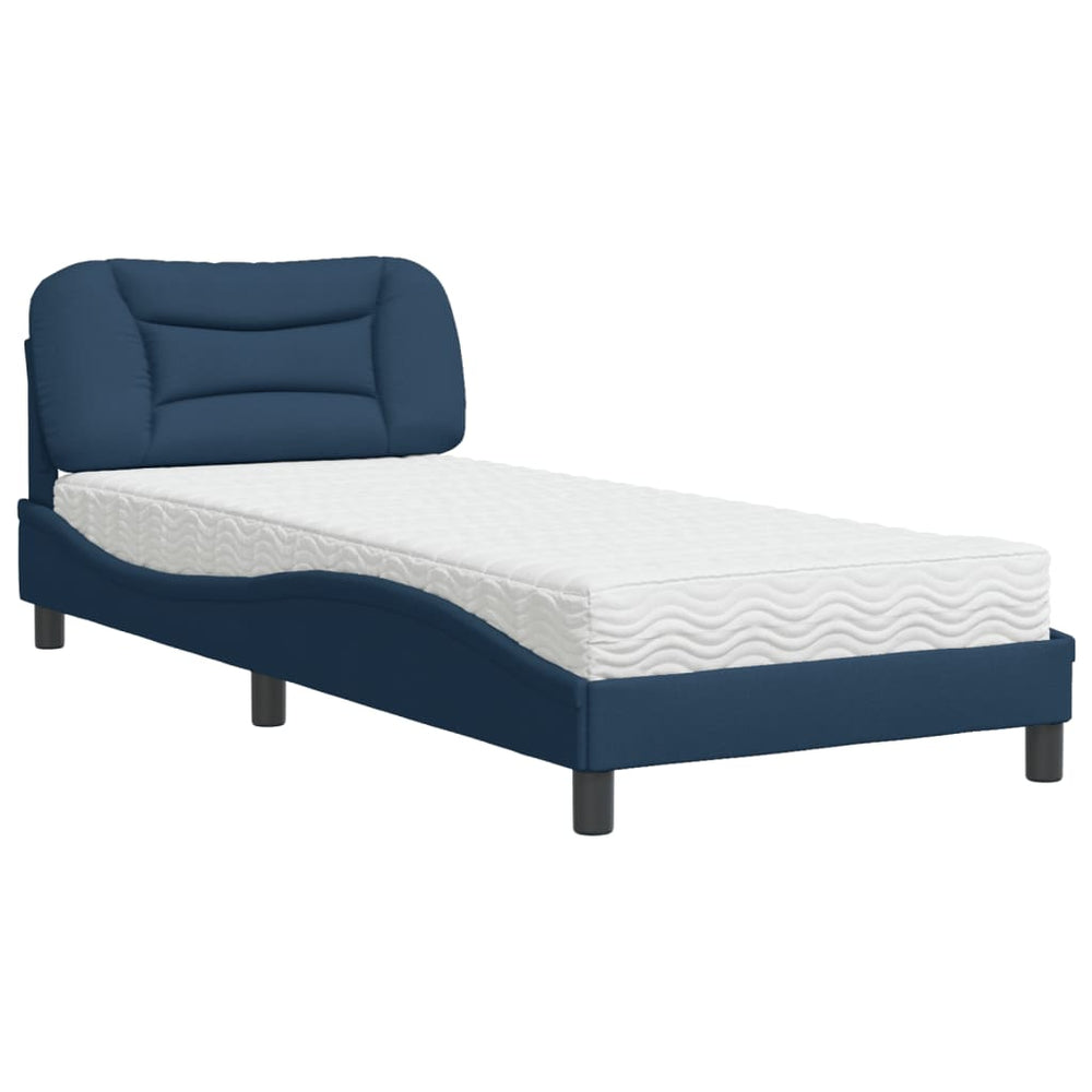 vidaXL Bed with Mattress "Hvar" Blue 90x200 cm Fabric