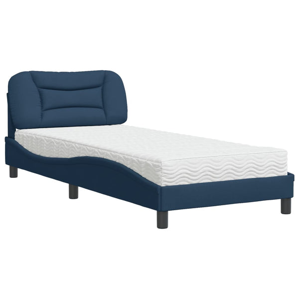 vidaXL Bed with Mattress "Hvar" Blue 90x200 cm Fabric