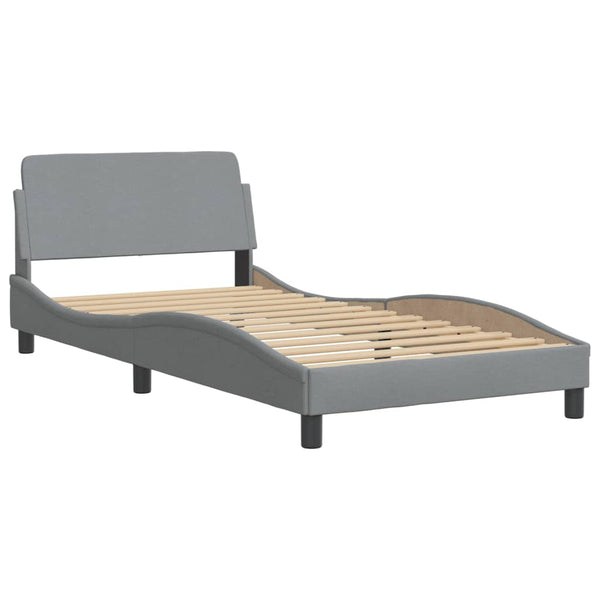 vidaXL Bed with Mattress "Hvar" Light Gray 100x200 cm Fabric