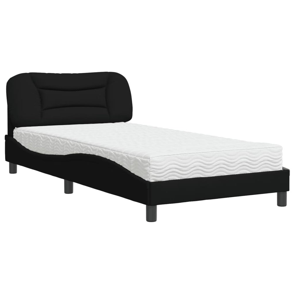 vidaXL Bed with Mattress "Hvar" Black 100x200 cm Fabric