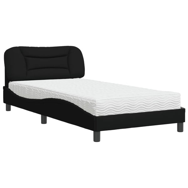 vidaXL Bed with Mattress "Hvar" Black 100x200 cm Fabric