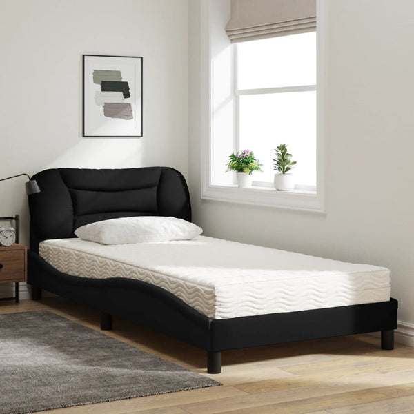 vidaXL Bed with Mattress "Hvar" Black 100x200 cm Fabric