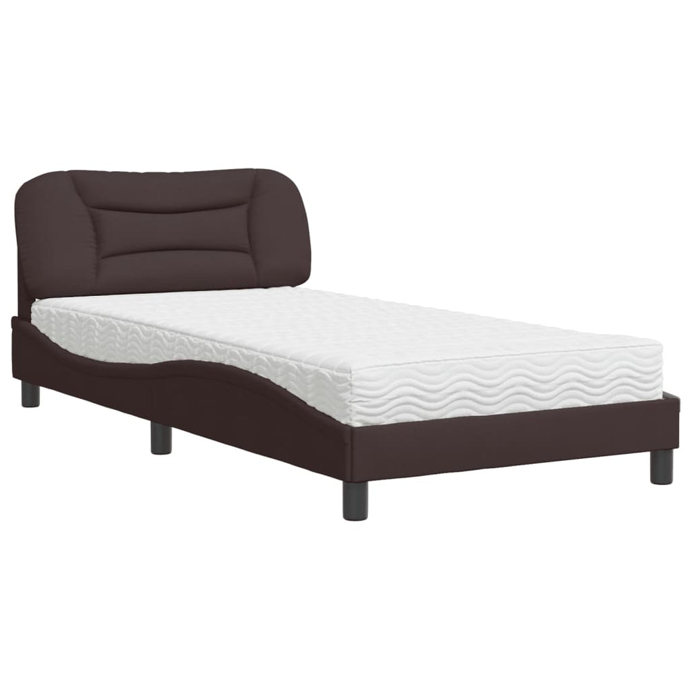 vidaXL Bed with Mattress "Hvar" Dark Brown 100x200 cm Fabric