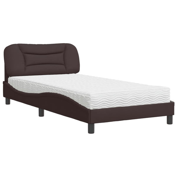 vidaXL Bed with Mattress "Hvar" Dark Brown 100x200 cm Fabric