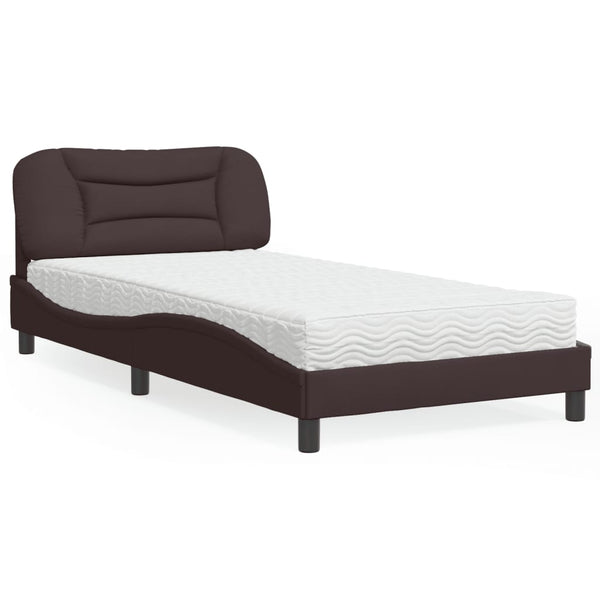 vidaXL Bed with Mattress "Hvar" Dark Brown 100x200 cm Fabric