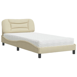 vidaXL Bed with Mattress "Hvar" Cream 100x200 cm Fabric