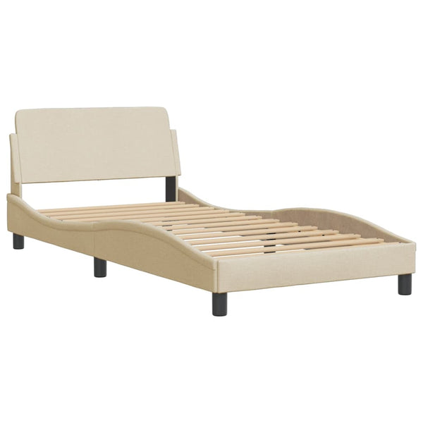 vidaXL Bed with Mattress "Hvar" Cream 100x200 cm Fabric