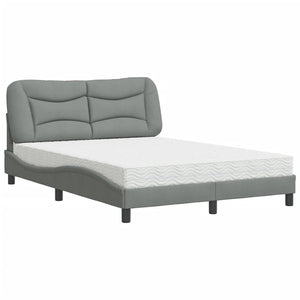 vidaXL Bed with mattress "Hvar" Light grey 120x200 cm Fabric