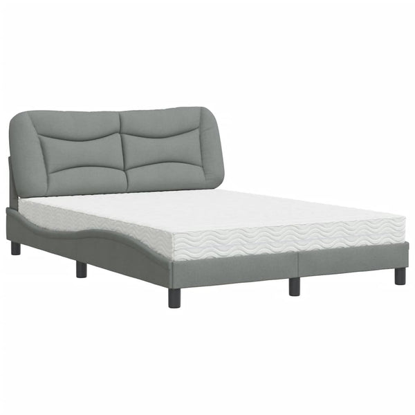 vidaXL Bed with mattress "Hvar" Light grey 120x200 cm Fabric