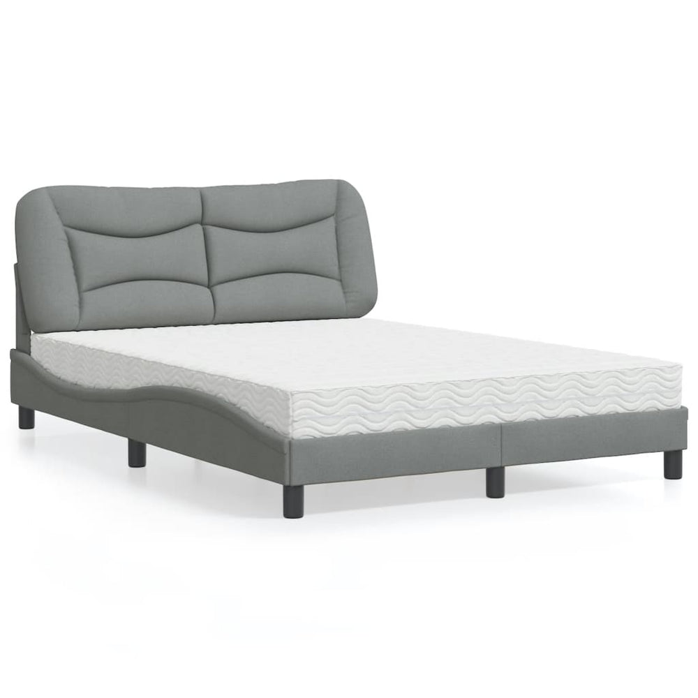 vidaXL Bed with mattress "Hvar" Light grey 120x200 cm Fabric