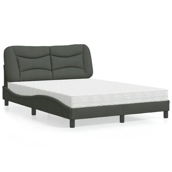 vidaXL Bed with mattress "Hvar" Dark grey 120x200 cm Fabric