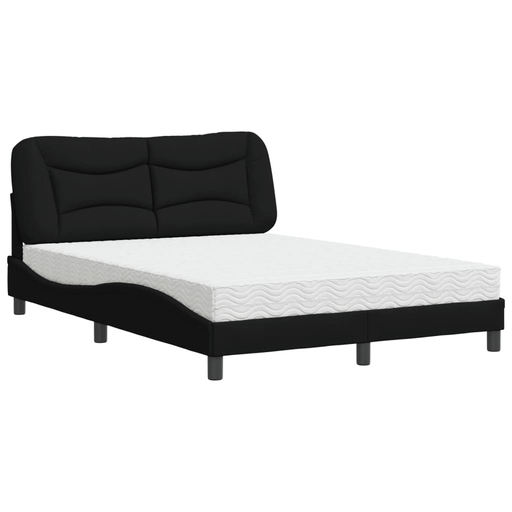 vidaXL "Hvar" Bed with Mattress Black 120x200 cm Fabric