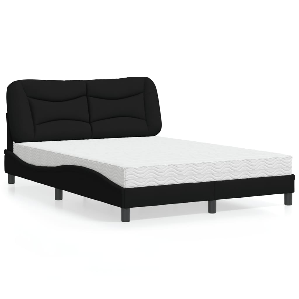 vidaXL "Hvar" Bed with Mattress Black 120x200 cm Fabric