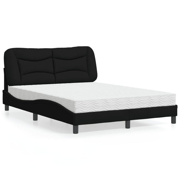 vidaXL "Hvar" Bed with Mattress Black 120x200 cm Fabric