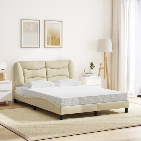 vidaXL Bed with Mattress "Hvar" Cream 120x200 cm Fabric