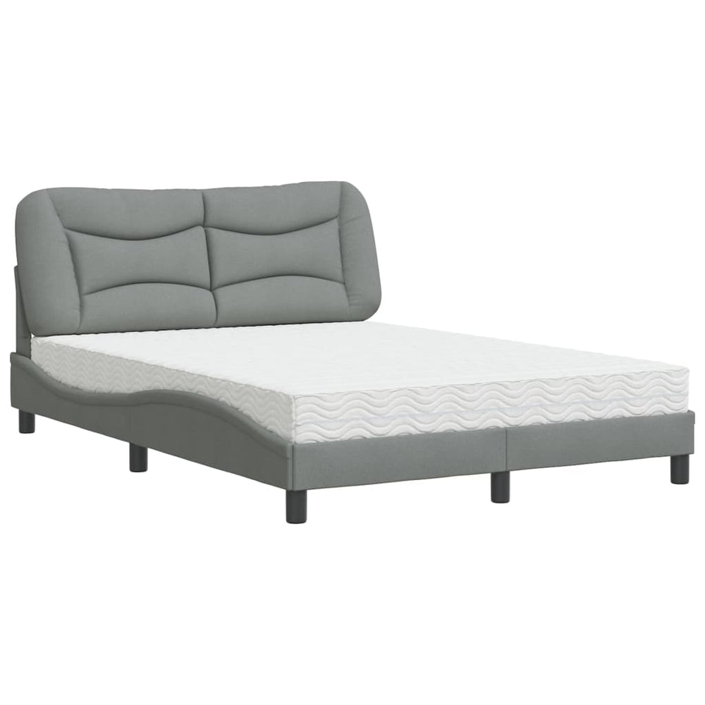 vidaXL Bed with mattress "Hvar" Light gray 140x190 cm Fabric