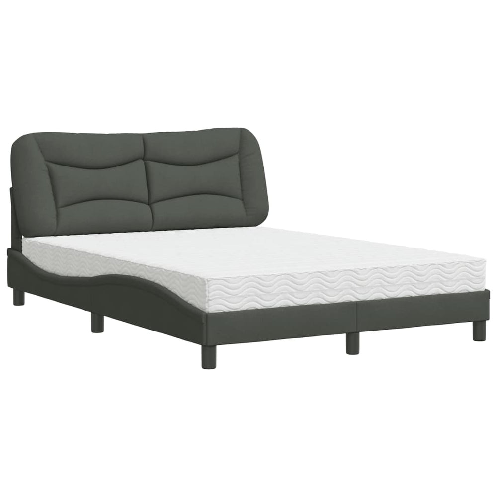 vidaXL Bed with mattress "Hvar" Dark grey 140x190 cm Fabric