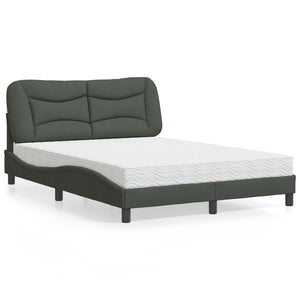 vidaXL Bed with mattress "Hvar" Dark grey 140x190 cm Fabric