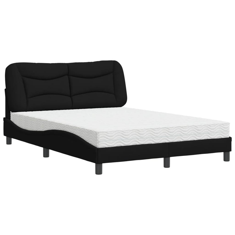 vidaXL Bed with Mattress "Hvar" Black 140x190 cm Fabric