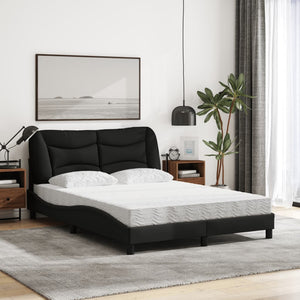 vidaXL Bed with Mattress "Hvar" Black 140x190 cm Fabric