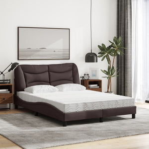vidaXL Bed with Mattress "Hvar" Dark Brown 140x190 cm Fabric