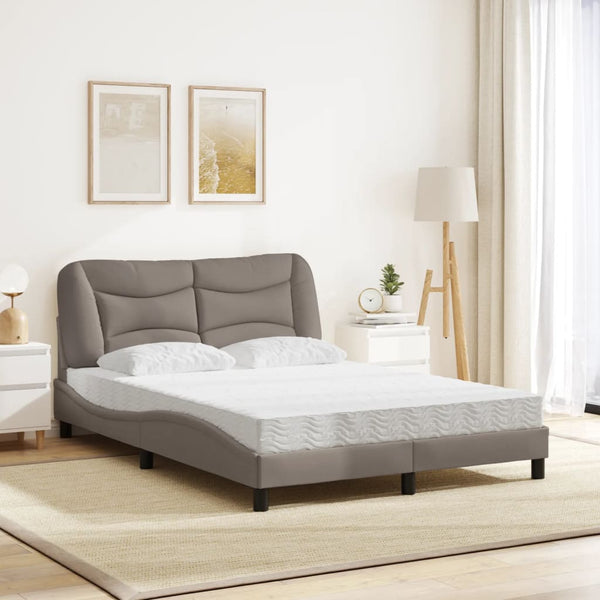 vidaXL "Hvar" Taupe Fabric Bed with Mattress 140x190 cm