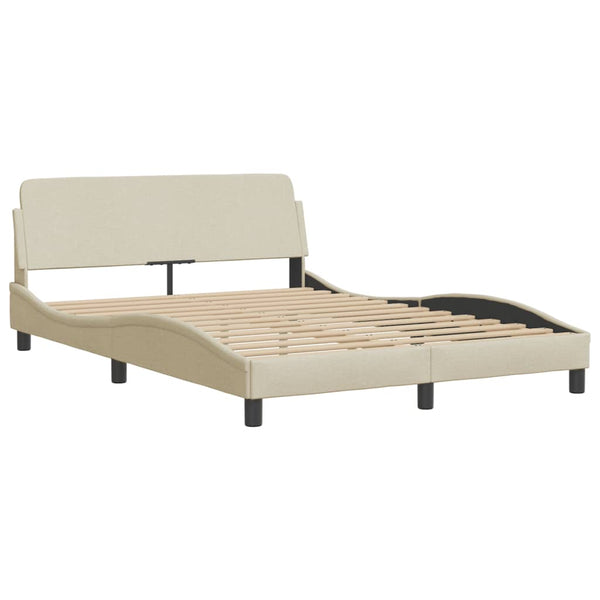 vidaXL Bed with Mattress "Hvar" Cream 140x190 cm Fabric