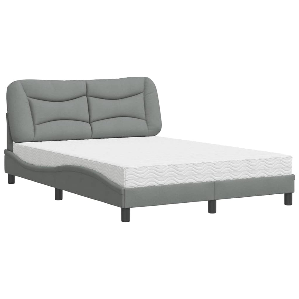 vidaXL Bed with Mattress "Hvar" Light Gray 140x200 cm Fabric