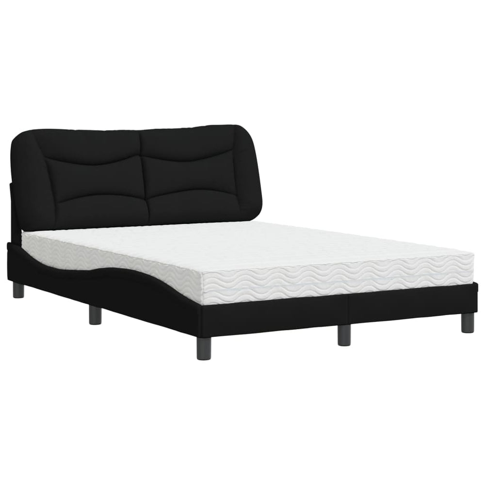 vidaXL Bed with Mattress "Hvar" Black 140x200 cm Fabric