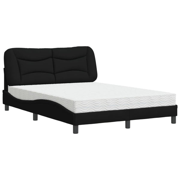 vidaXL Bed with Mattress "Hvar" Black 140x200 cm Fabric