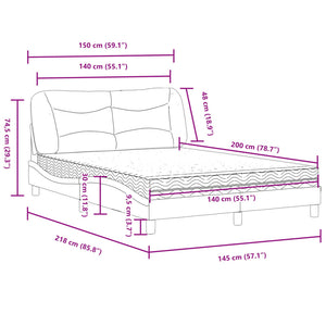 vidaXL Bed with Mattress "Hvar" Blue 140x200 cm Fabric