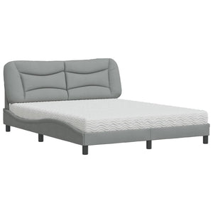 vidaXL Bed with Mattress "Hvar" Light Gray 160x200 cm Fabric