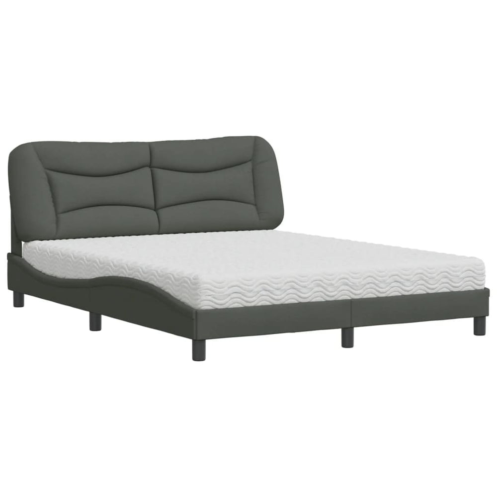 vidaXL Bed with mattress "Hvar" Dark Grey 160x200 cm Fabric