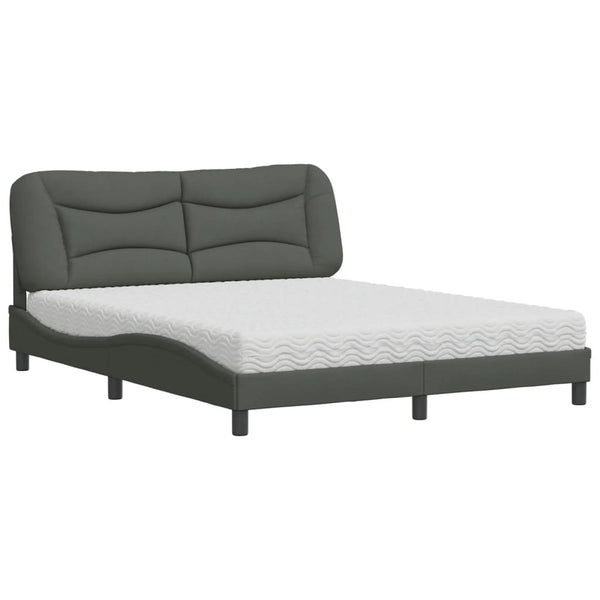 vidaXL Bed with mattress "Hvar" Dark Grey 160x200 cm Fabric