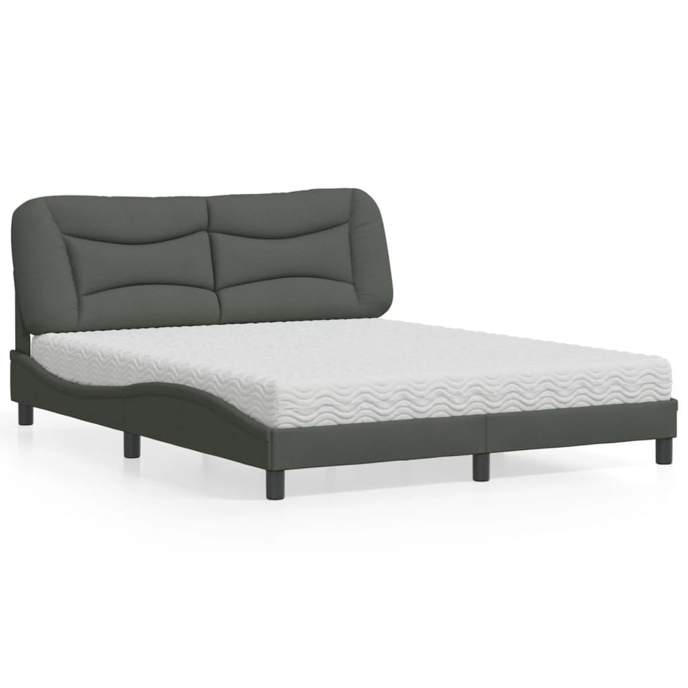vidaXL Bed with mattress "Hvar" Dark Grey 160x200 cm Fabric