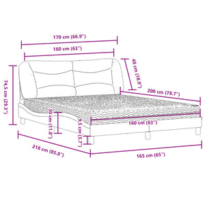 vidaXL Bed with Mattress "Hvar" Black 160x200 cm Fabric
