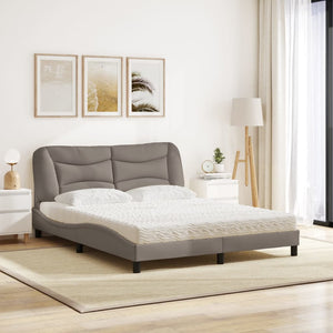 vidaXL Bed with Mattress "Hvar" Taupe 160x200 cm Fabric