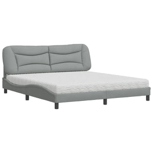 vidaXL Bed with Mattress "Hvar" Light Gray 180x200 cm Fabric