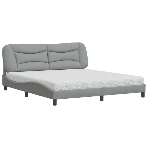 vidaXL Bed with Mattress "Hvar" Light Gray 180x200 cm Fabric