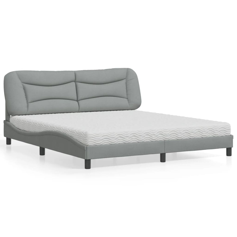 vidaXL Bed with Mattress "Hvar" Light Gray 180x200 cm Fabric