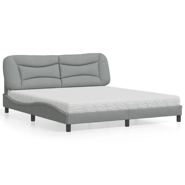 vidaXL Bed with Mattress "Hvar" Light Gray 180x200 cm Fabric