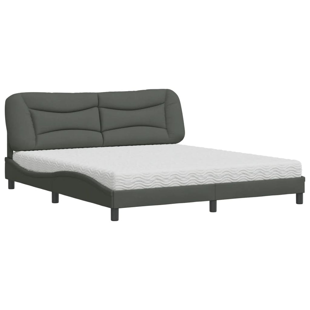 vidaXL Bed with mattress "Hvar" Dark grey 180x200 cm Fabric