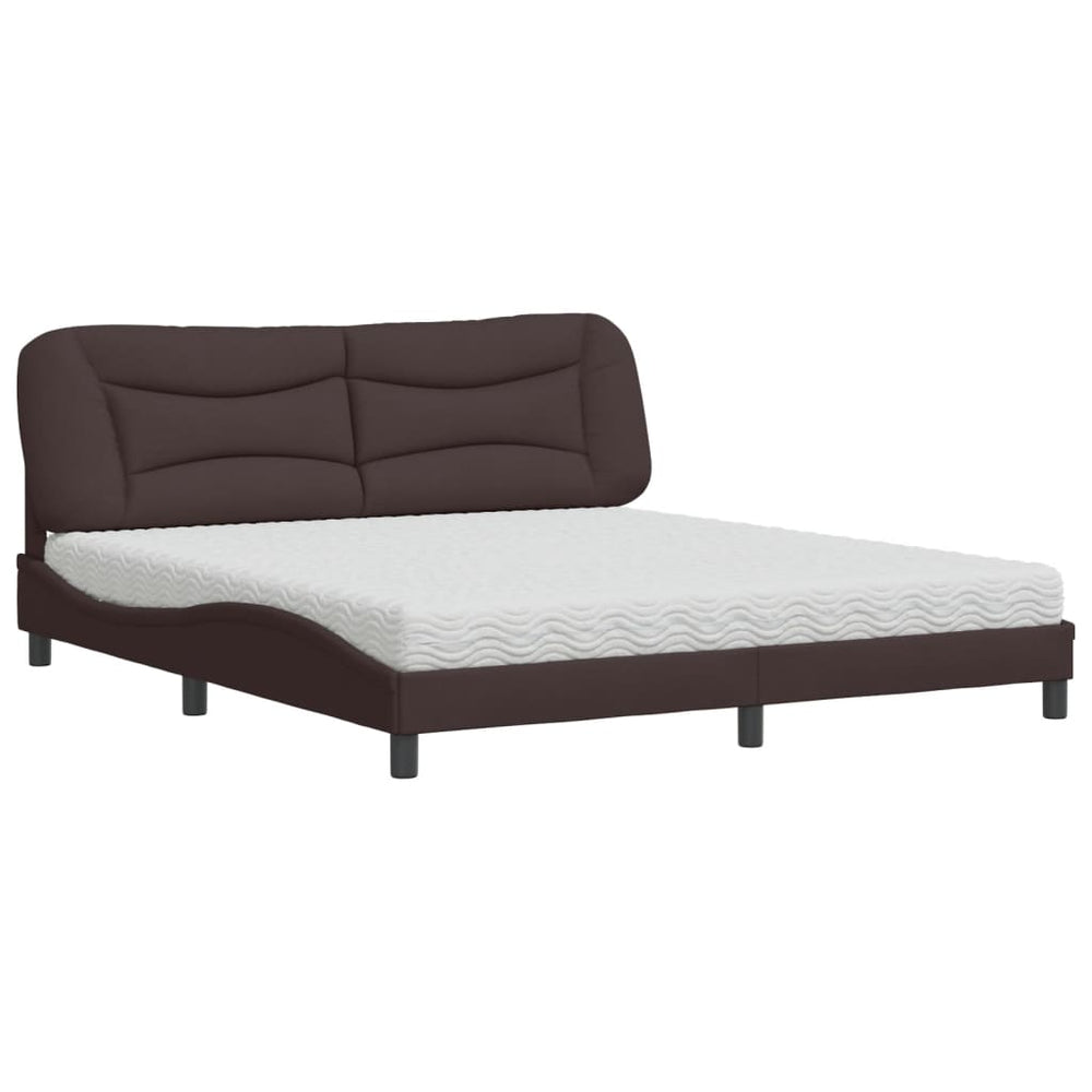 vidaXL Bed with Mattress "Hvar" Dark Brown 180x200 cm Fabric
